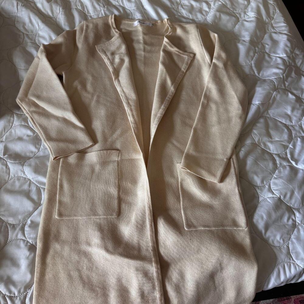 Creamy ivory knit blazer style cardigan